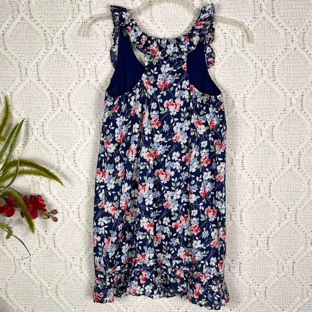 RALPH LAUREN | Girl's Floral Sleeveless Dress Navy White‎ 16